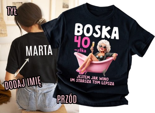 Damska koszulka na 40 urodziny z imieniem.jpg
