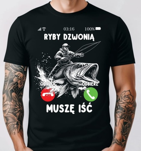 Koszulka RYBY DZWONIĄ MUSZE IŚĆ - koszulka dla wędkarza