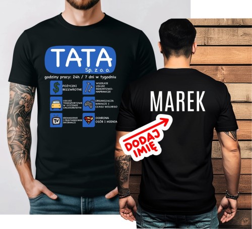 Personalizowana koszulka na Dzień Ojca z imieniem - TATA