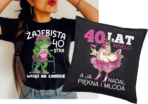 Zestaw prezentowy na 40 urodizny , koszulka opraz poduszka z nadrukiem.png