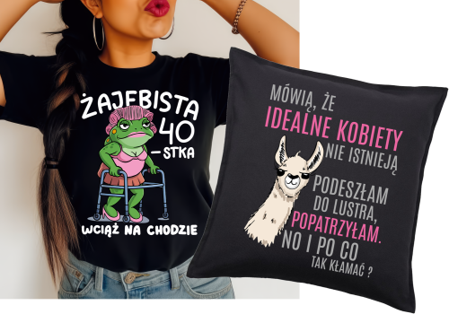 Zestaw prezentowy na 40 urodizny , koszulka opraz poduszka z nadrukiem.png