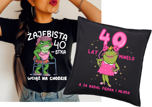 Zestaw prezentowy na 40 urodizny , koszulka opraz poduszka z nadrukiem.png