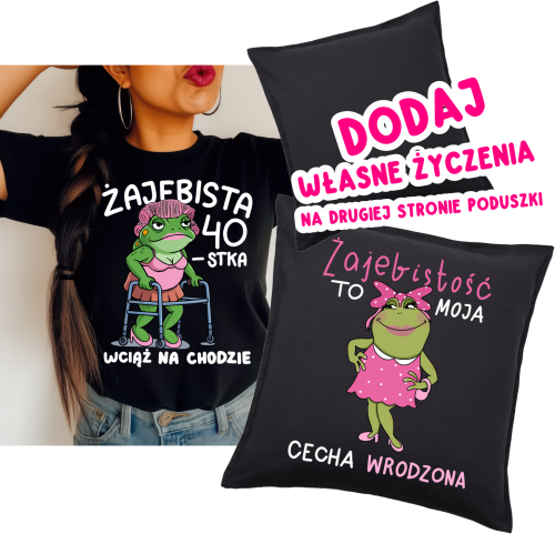 Zestaw prezentowy na 40 urodizny , koszulka opraz poduszka z życzeniami.png