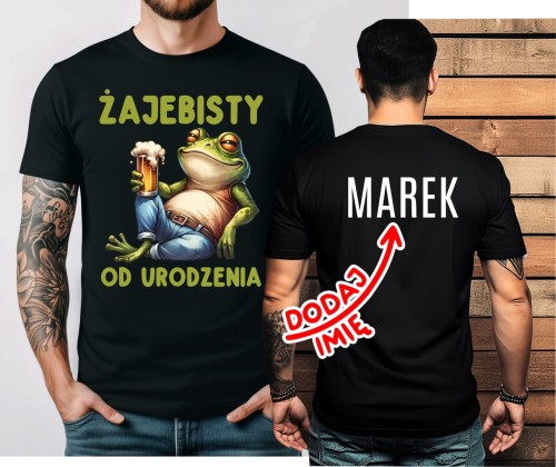 Śmieszna koszulka męska NA PREZENT - ŻAJEBISTY OD URODZENIA ZZ.jpg
