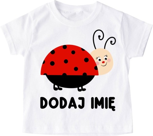 Koszulka dla dziecka z imieniem oraz nadrukiem biedronki
