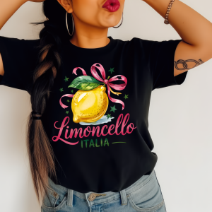 Damska czarna koszulka w cytryny co dzień