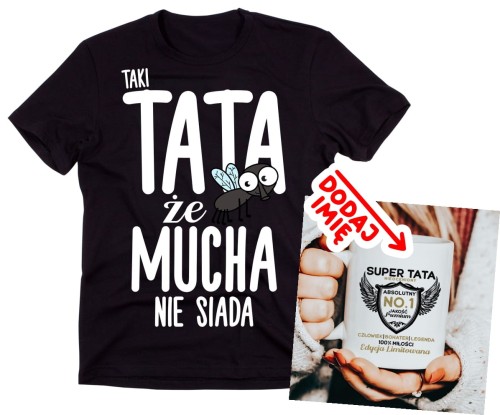 Zestaw na prezent dla Taty - Koszulka plus KUBEK SUPER TATA z imieniem.jpg