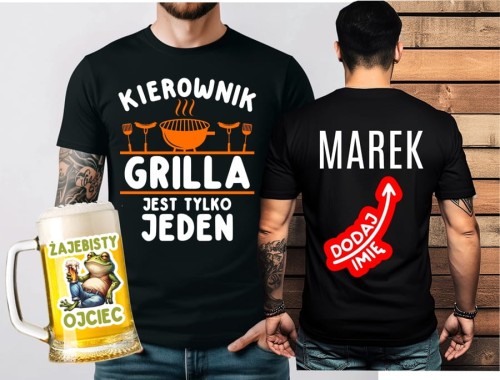 Prezent dla Taty na Dzień Ojca - ksozulka kierownik grilla jest tylko jeden oraz kufel żajebisty ojciec.jpg