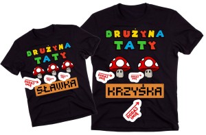 Koszulka DLA TATY DRUŻYNA TATY z imionami dzieci przy grzybkach.jpg