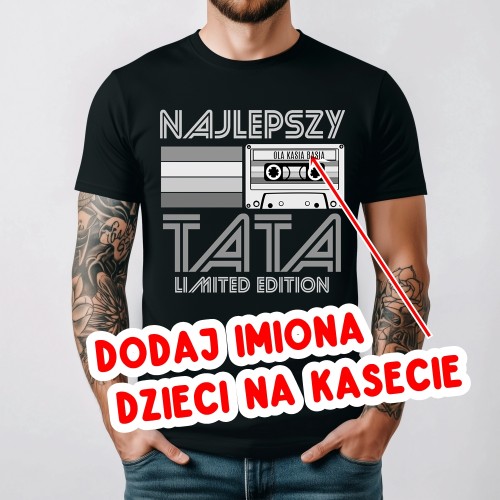 Koszulka NAJLEPSZY TATA Z IMIONAMI DZIEIC NA KASECIE.jpg