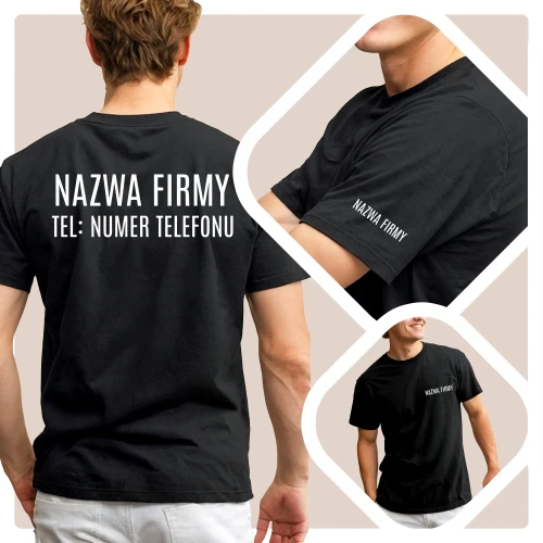 Koszulka z nawą firmy i numerem telefonu .webp
