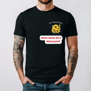 Męska koszulka dla koła gospodyń wiejskich ze słonecznikami.jpg