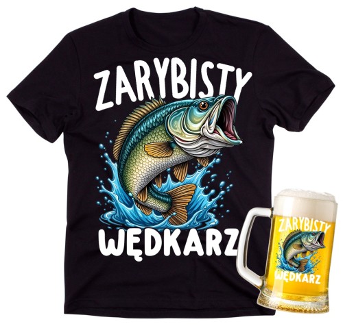 Prezent dla wędkarza - ZESTAW KOSZULKA ORAZ KUFEL ZARYBISTY WĘDKARZ