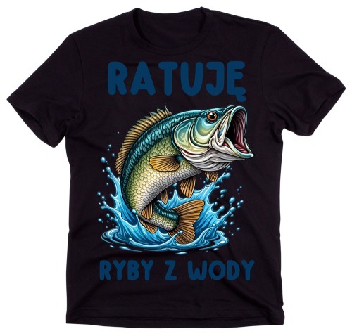Męska koszulka dla wędkarza - RATUJĘ RYBY Z WODY.jpg