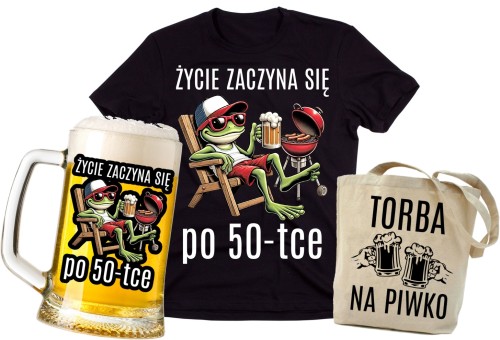 Zestaw na 50 urodziny - koszulka, kufel oraz torba na pięćdziesiątkę
