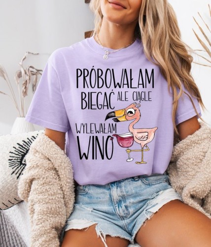 Fiołkowa fajna koszulka - próbowałam biegać ale ciągle wylewałam wino.jpg