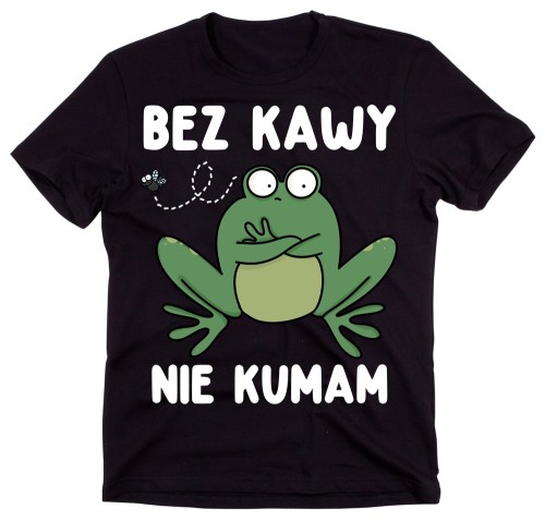 Czarna męska koszulka dla kawosza - BEZ KAWY NIE KUMAM