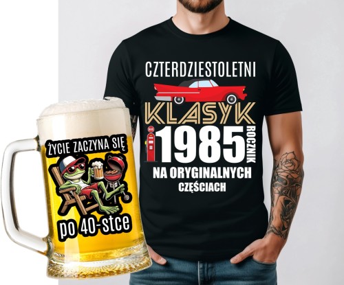 Śmieszna koszulka na 40 urodziny oraz kufel życie zaczyna się po 40.jpg