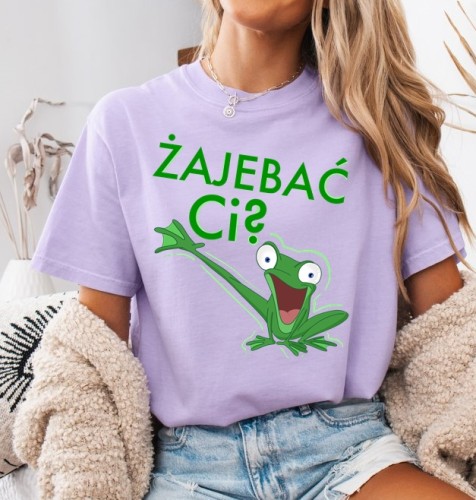 Śmieszna damska koszulka na lato z żabą