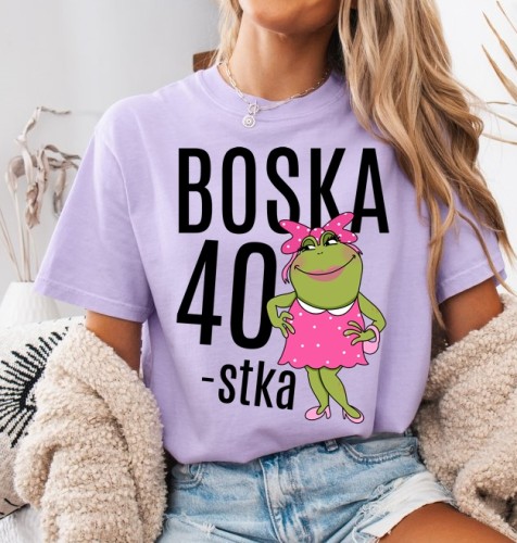 Fiołkowa damska koszulka na 40 urodziny BOSKA 40