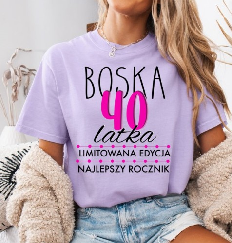 Fiołkowa damska koszulka na 40 urodziny BOSKA 40.jpg