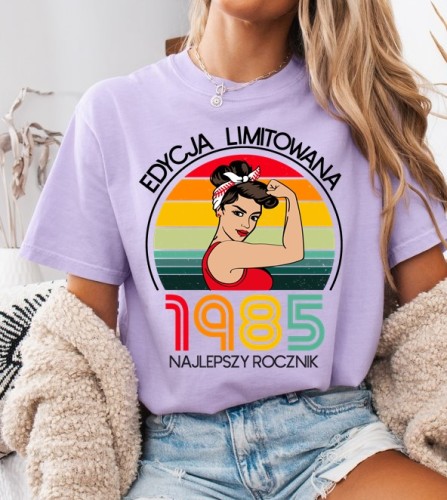 Fiołkowa koszulka na 40 urodziny - EDYCJA LIMITOWANA Z BRUNETKĄ