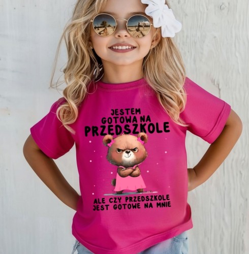 Różowa koszulka dla dziewczynki do przedszkola