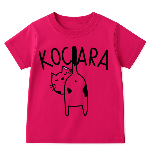 Różowa koszulka dla dziewczynki uwielbiającej koty - KOCIARA
