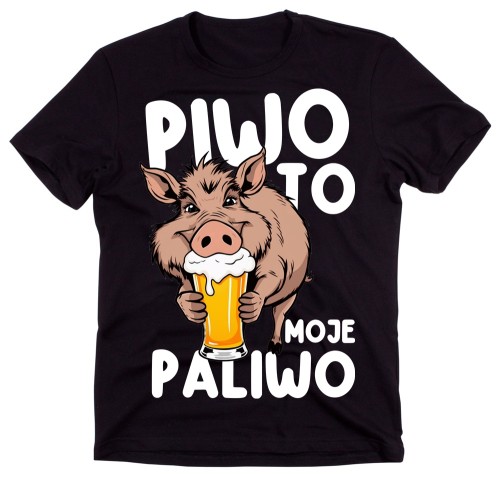 Męska koszulka na prezent - PIWO TO MOJE PALIWO Z RYSUNKIEM DZIKA ZZZ.jpg