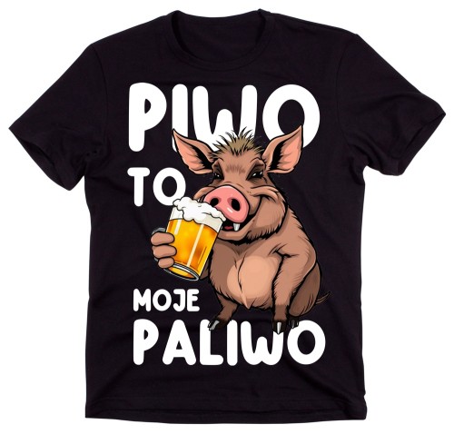 Męska koszulka na prezent - PIWO TO MOJE PALIWO Z RYSUNKIEM DZIKA ZZZ.jpg
