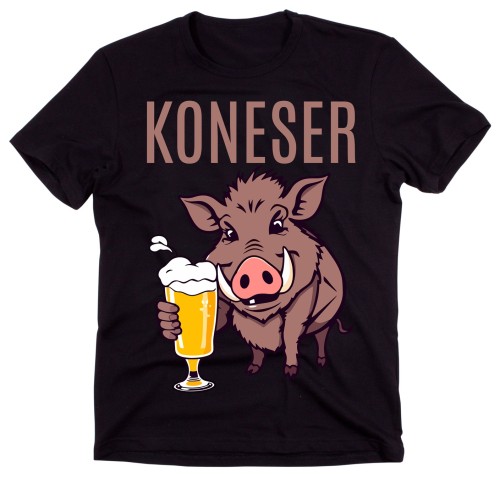 Fajna męska koszulka na prezent Z DZIKIEM Z PIWEM - KONESER