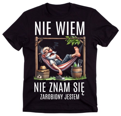 Fajna męska koszulka z nadrukiem NIE WIEM NIE ZNAM SIĘ
