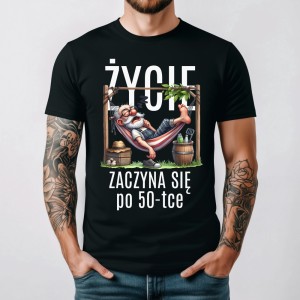 Męska koszulka na 50 urodziny - ŻYCIE ZACZYNA SIĘ PO 50 PREZENT.jpg