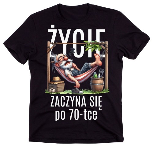 Męska koszulka na 70 urodziny - Życie zaczyna się po 70.jpg