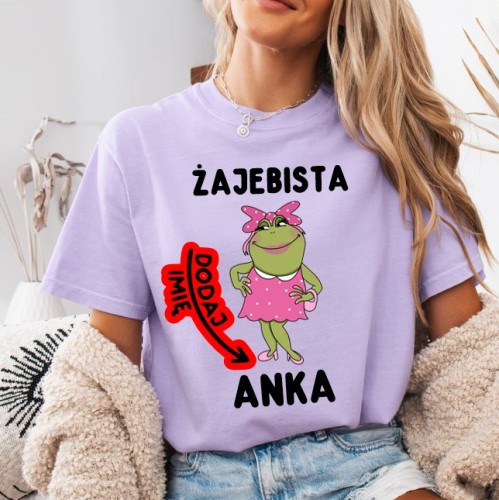 Fiołkowa koszulka damska - ŻAJEBISTA Z IMIENIEM.jpg