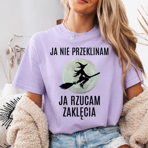 Fiołkowa koszulka damska - ja nie przeklinam ja rzucam zaklęcia.jpg
