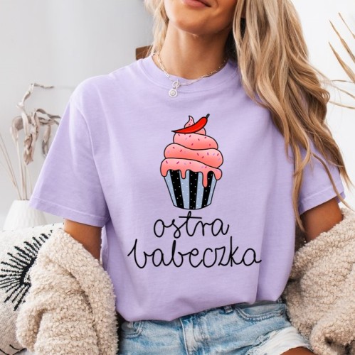 Fiołkowa koszulka damska - ostra babeczka.jpg