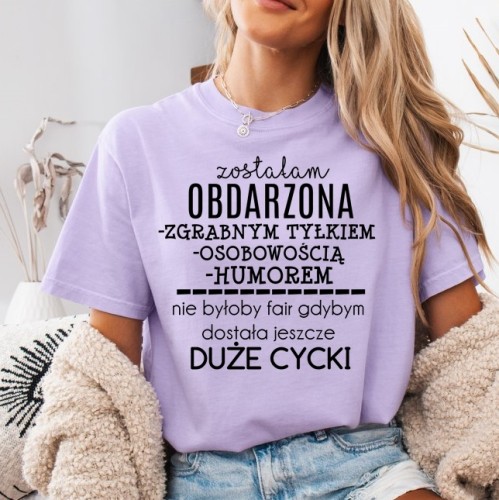 Fiołkowa koszulka damska ZOSTAŁAM OBDARZONA.jpg
