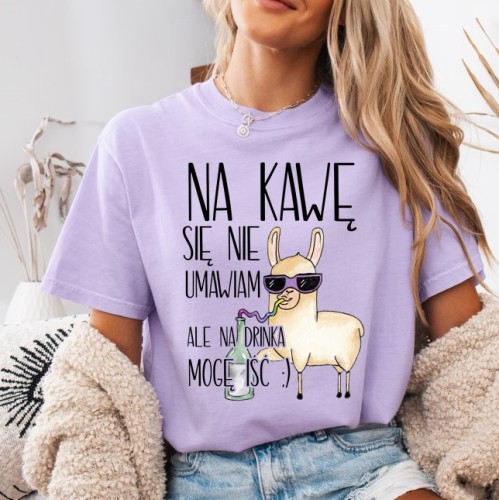 Fiołkowa koszulka damska NA KAWĘ SIĘ NIE UMAWIAM.jpg