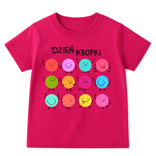 Różowa koszulka w kropki na DZIEŃ KROPKI Z KROPKAMI.png