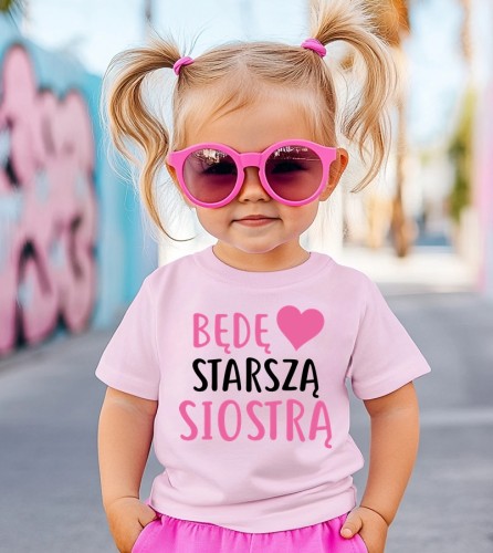 Różowa koszulka dla dziewczynki - BĘDĘ STARSZĄ SIOSTRĄ.jpg