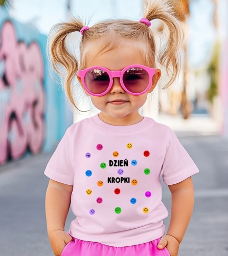 Różowa koszulka w kropki dla dziewczynki na dzień kropki.jpg