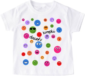 Koszulka w kolorowe kropki na DZIEŃ KROPKI z napisem DZIEŃ KROPKI