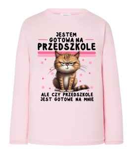 Różowa Koszulka z długim rękawkiem jestem gotowa na przedszkole