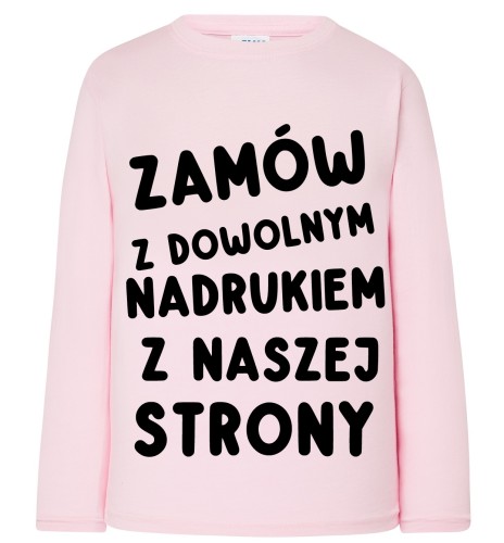 Różowa koszulka z długim rękawkiem dla dziewczynki z dowolnym nadrukiem.jpg