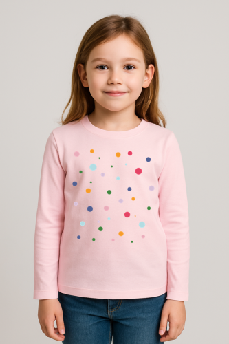 Różowa koszulka z długim rękawkiem na Dzień Kropki dla dziewczynki.png