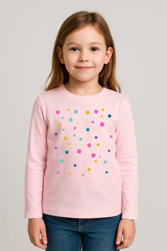 Różowa koszulka z długim rękawkiem na Dzień Kropki dla dziewczynki.png