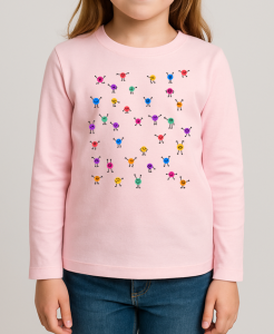 Różowa koszulka z długim rękawkiem na Dzień Kropki dla dziewczynki wzór kropki22