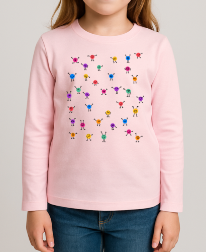 Różowa koszulka z długim rękawkiem na Dzień Kropki dla dziewczynki.png