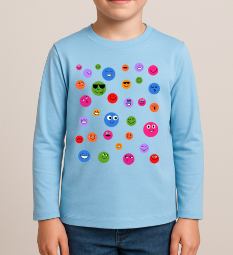 Niebieska koszulka z długim rękawkiem na Dzień Kropki dla chłopczyka.png
